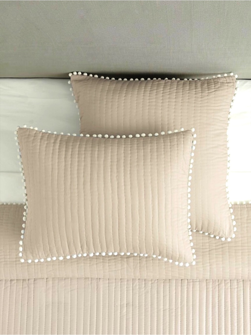 BALLARD DESIGNS Audree Pom Pom EURO 
Sham- 26” Square Natural